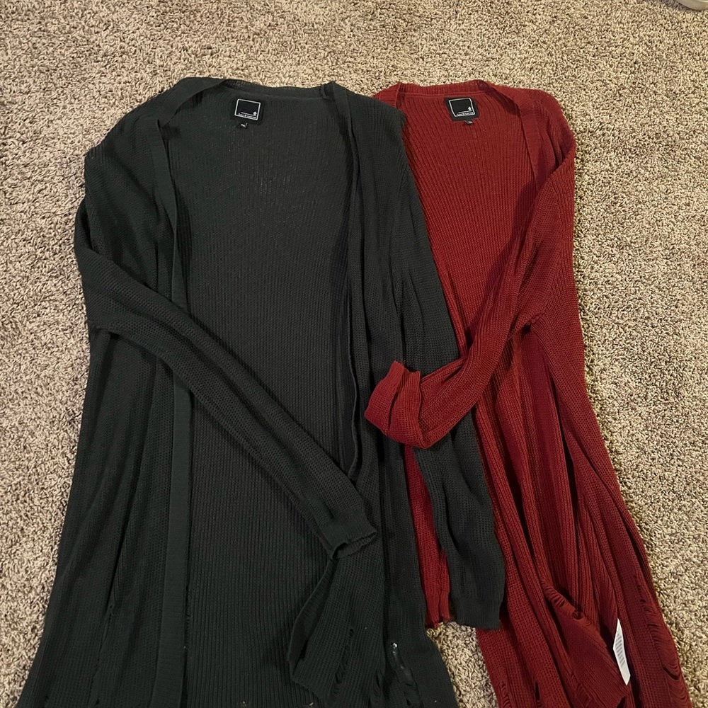 Lauriebelle’s Lillie & Lottie distressed hem cardigans.